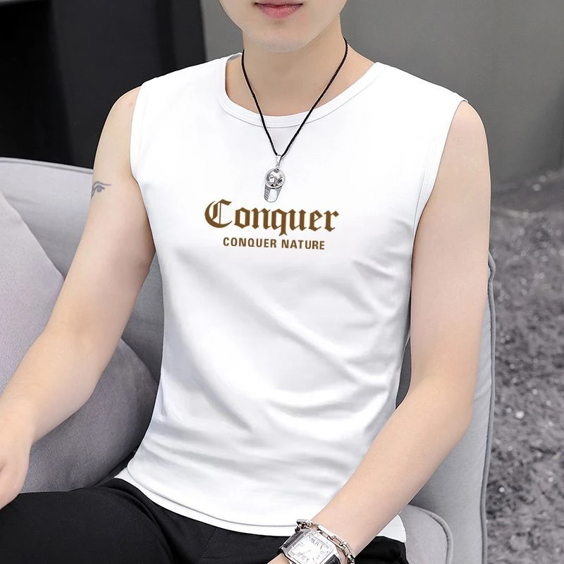 夏季高档新款男士无袖背心坎肩休闲速干汗衫薄款运动潮流健身马甲