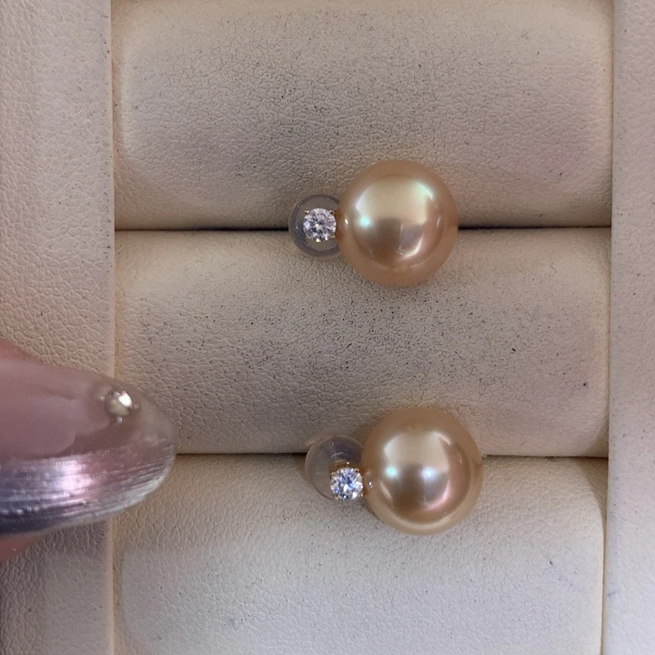 18K金镶嵌耳饰海水珍珠