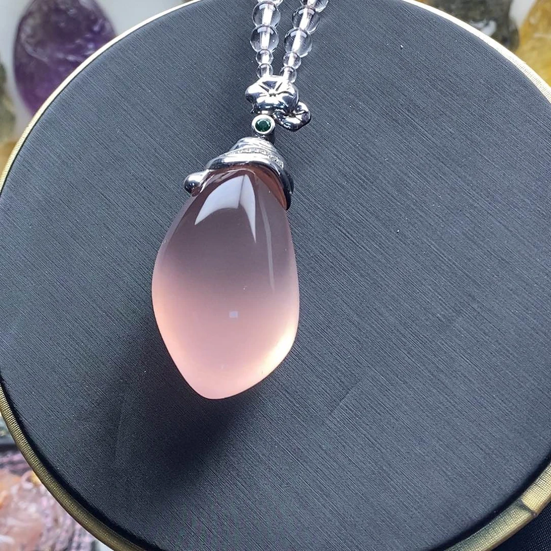 颈饰未镶嵌水晶粉水晶随形吊坠