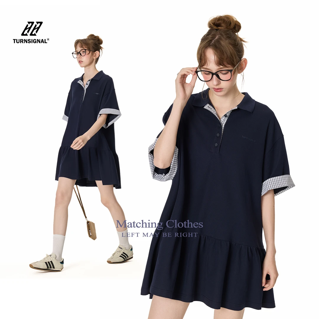 TurnSignal潮牌POLO领连衣裙女夏季2025新款休闲T恤裙连身裙