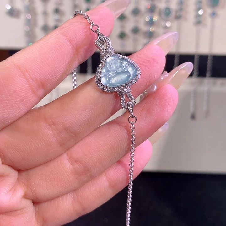 银S925镶嵌手链翡翠530蓝