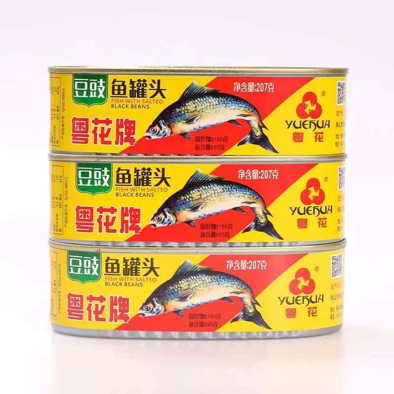 25年184g粤花鲮鱼金装豆豉鲮鱼凤尾鱼红烧带鱼罐装户外佐餐罐头