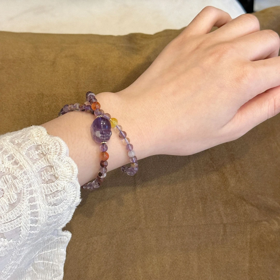 【博士】4m紫水晶双圈手串原创设计天然水晶Z165