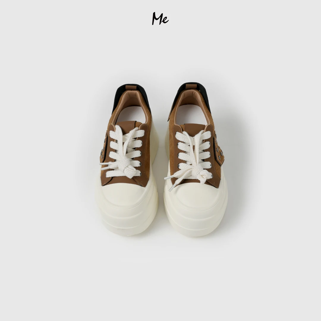 ME【真皮纽扣厚底鞋】重磅牛反绒厚底增高时尚百搭休闲鞋子MESA2347