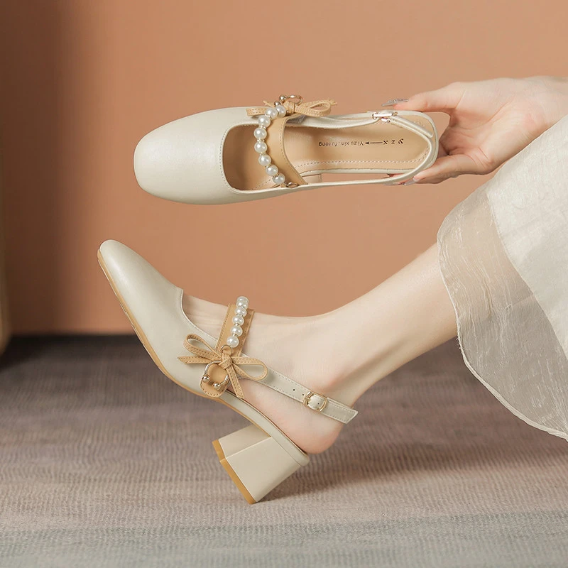 包头凉鞋女2025新款夏季外穿法式绝美仙女风配裙子中跟粗跟高跟鞋