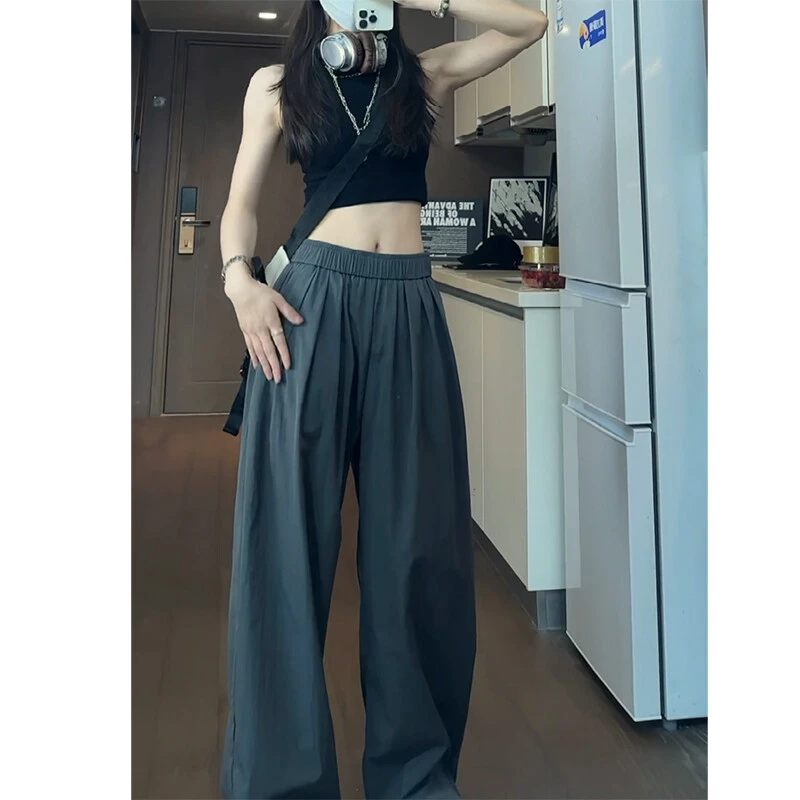 垂感慵懒风山本奶芙裤男女2025春夏薄款阔腿直筒裤cleanfit拖地裤