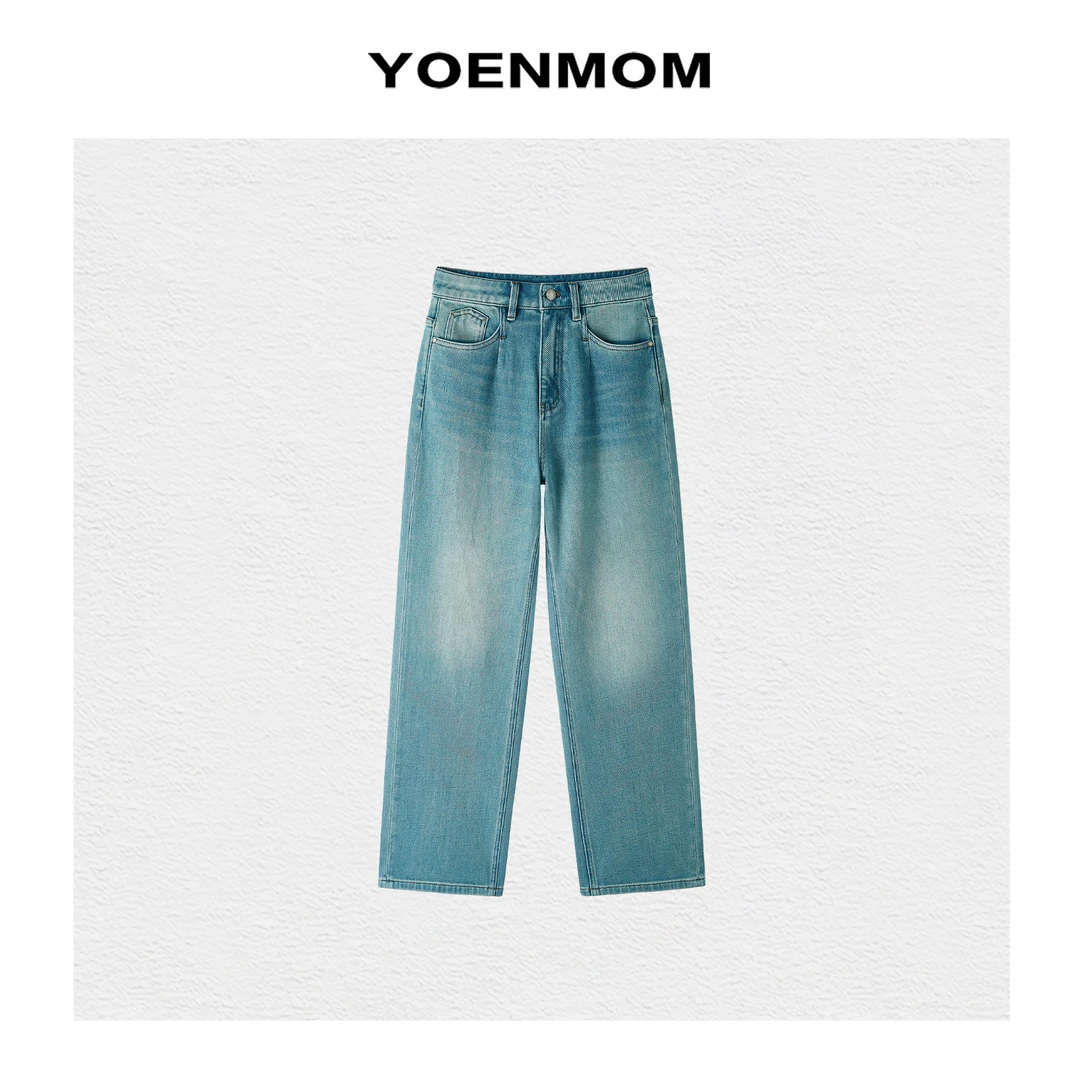 YOENMOM·水光蓝2025早春新品 浅蓝水洗清爽感经典百搭直筒牛仔裤