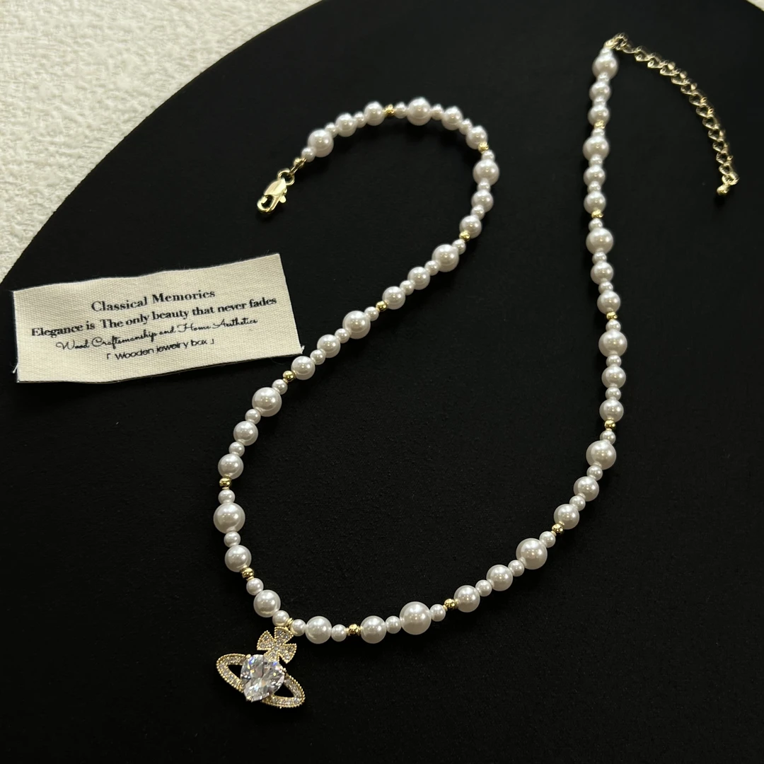 铜合金仿珍珠项链 时尚【爆闪星球】串珠项链