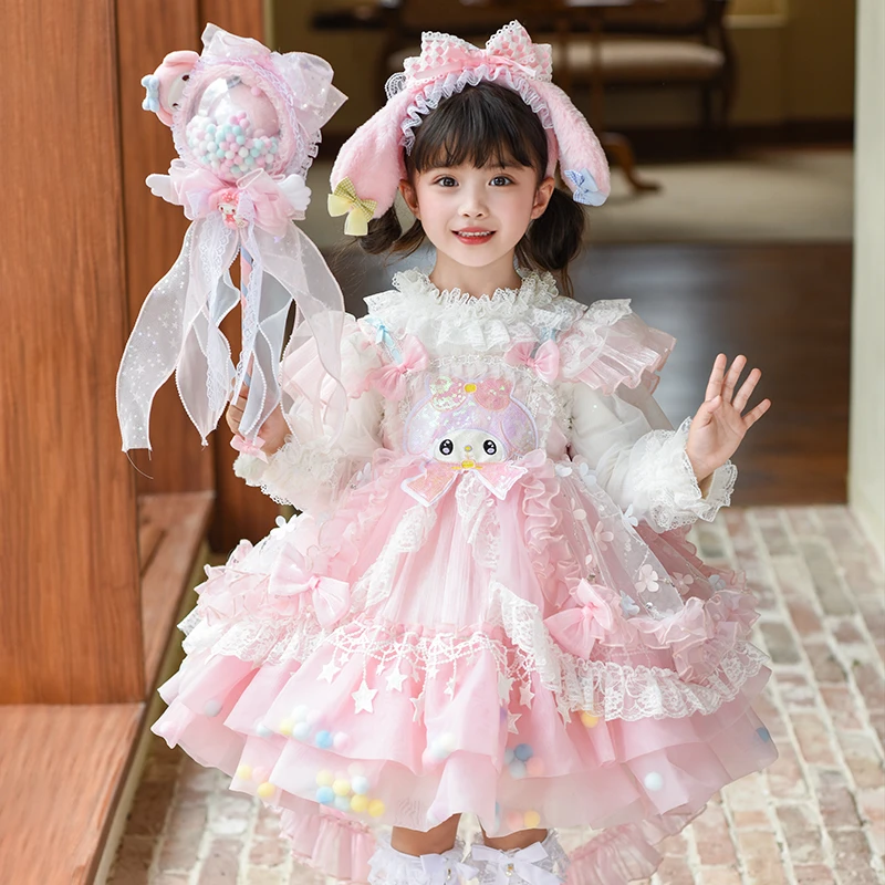 女童美乐蒂洛丽塔四季裙 儿童洋装秋冬生日礼服小女孩蓬蓬连衣裙