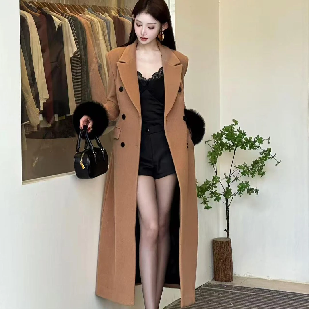 【玲玲推荐羊毛大衣】2024冬季新款显瘦毛呢修身气质毛呢大衣L24937