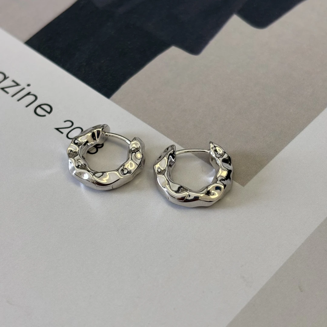 合金耳饰 【塔鹿蕾】小众设计凹凸肌理感高级复古小圆圈耳扣耳环