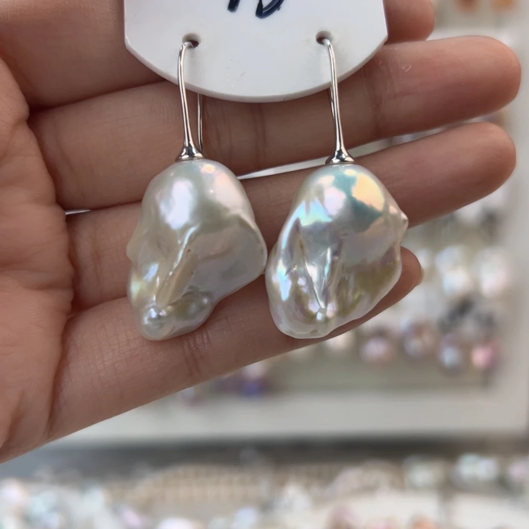 淡水珍珠耳饰银S925镶嵌安*