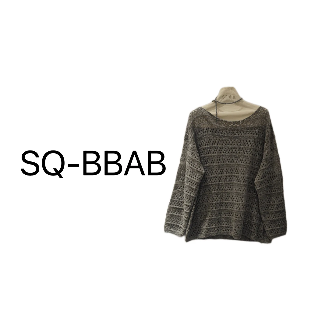 70050大码系带腰带领绳镂空毛衣针织衫