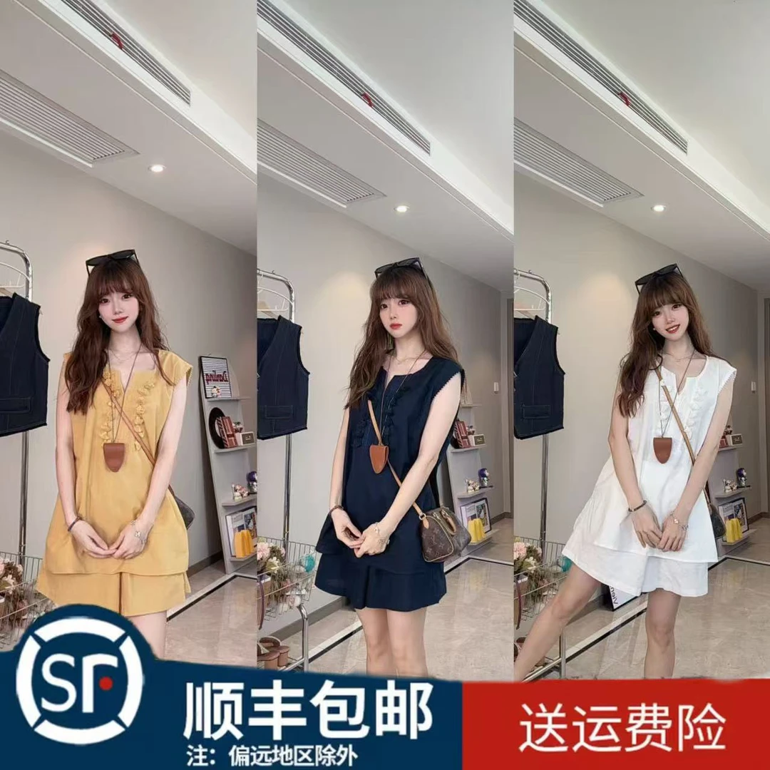 2025洋气穿搭夏季新款韩系休闲显瘦宽松时尚百搭设计感无袖两件套