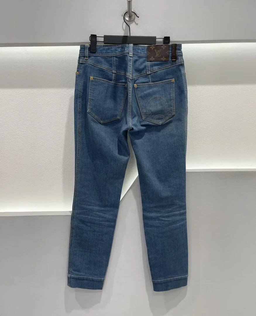 95新 LouisVuitton/路易威登  bb2236 棉 皮牌老花牛仔裤 34码
