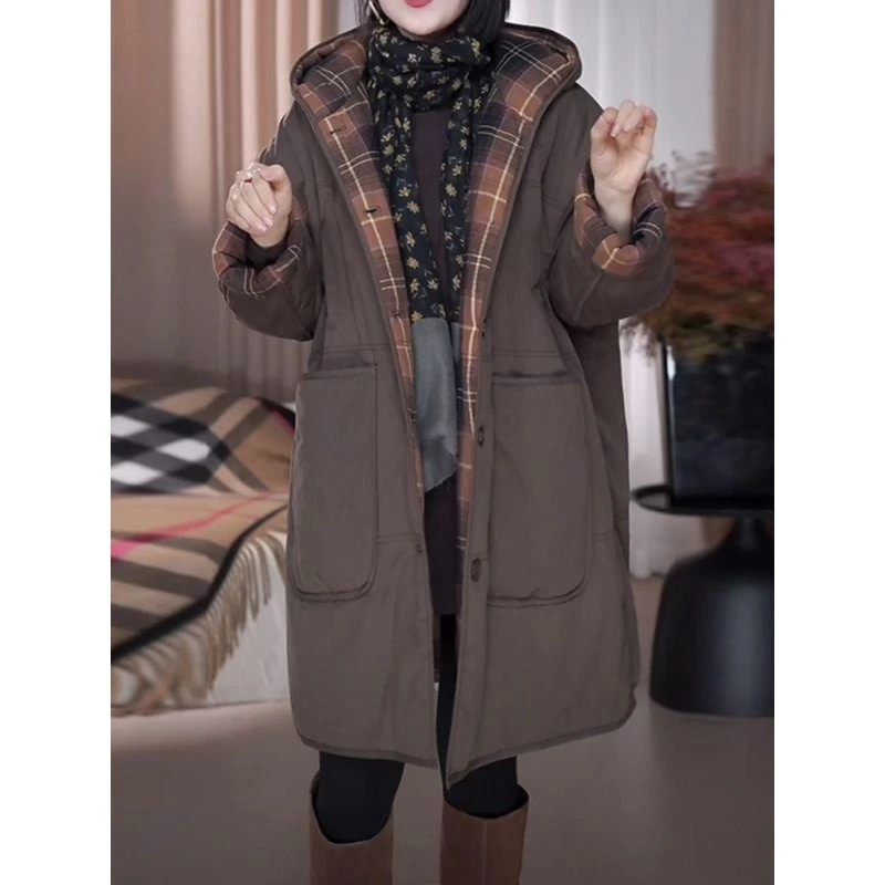 哥弟阿玛施正品欧洲宽版休闲多用途中长棉衣妇女冬季加厚保暖时尚