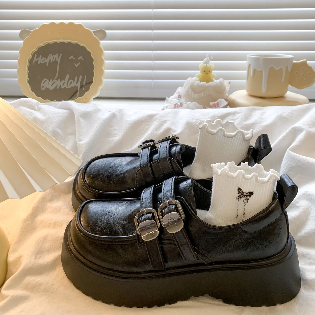 英伦风黑色乐福小皮鞋女2025秋季新款复古松糕厚底百搭玛丽珍单鞋
