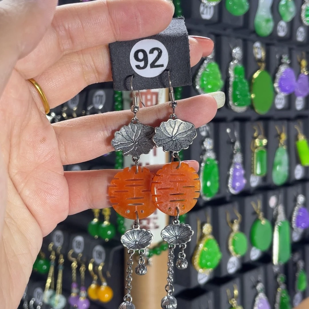 银S925镶嵌翡翠耳饰92