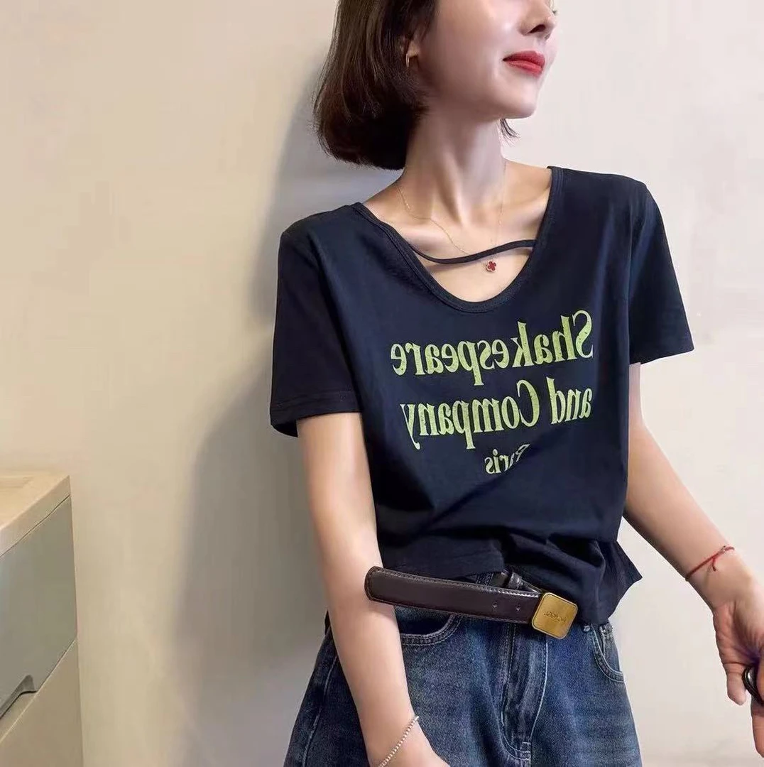 【云云精选】88-771 夏季字母U领T恤