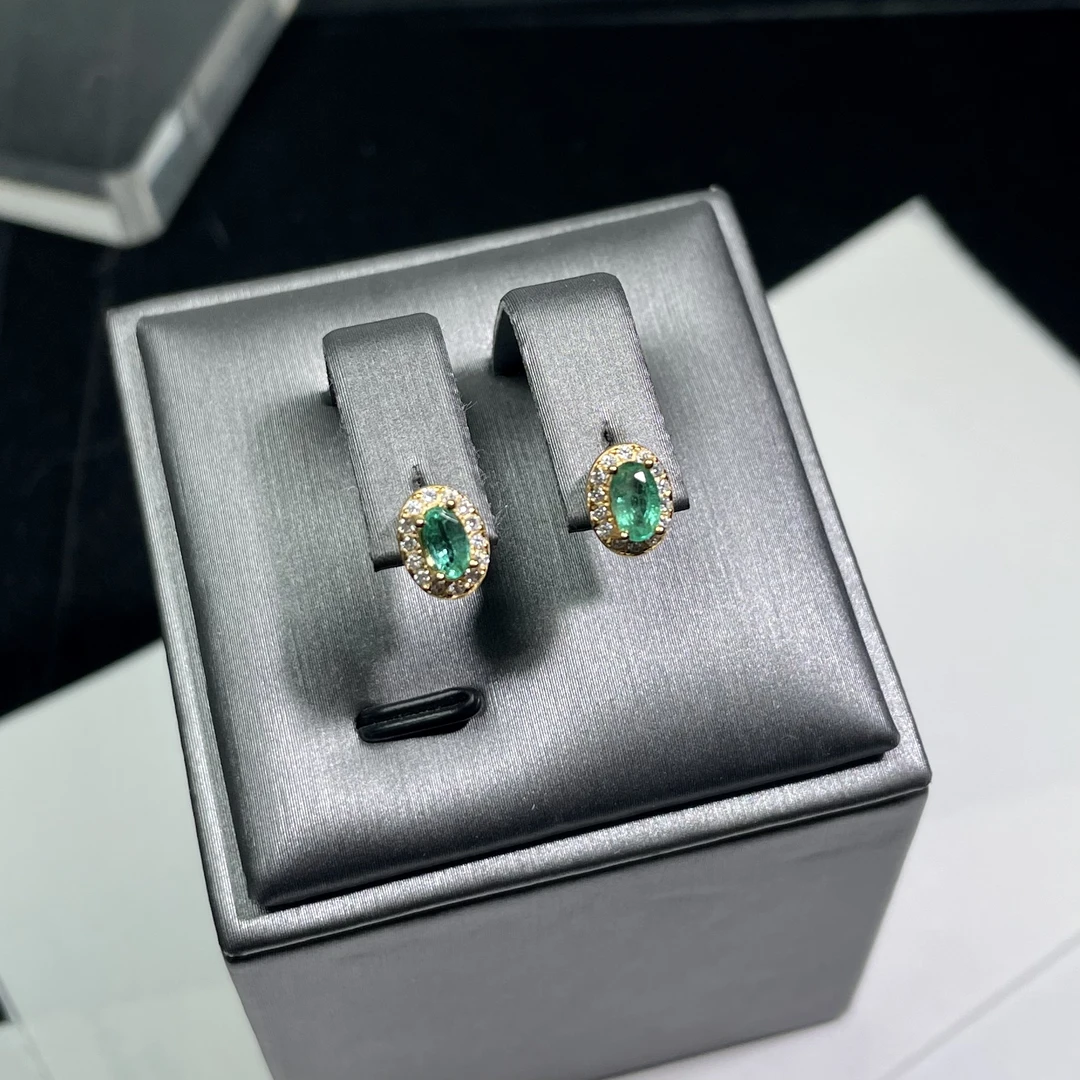 祖母绿耳钉一对s925 KT25021910