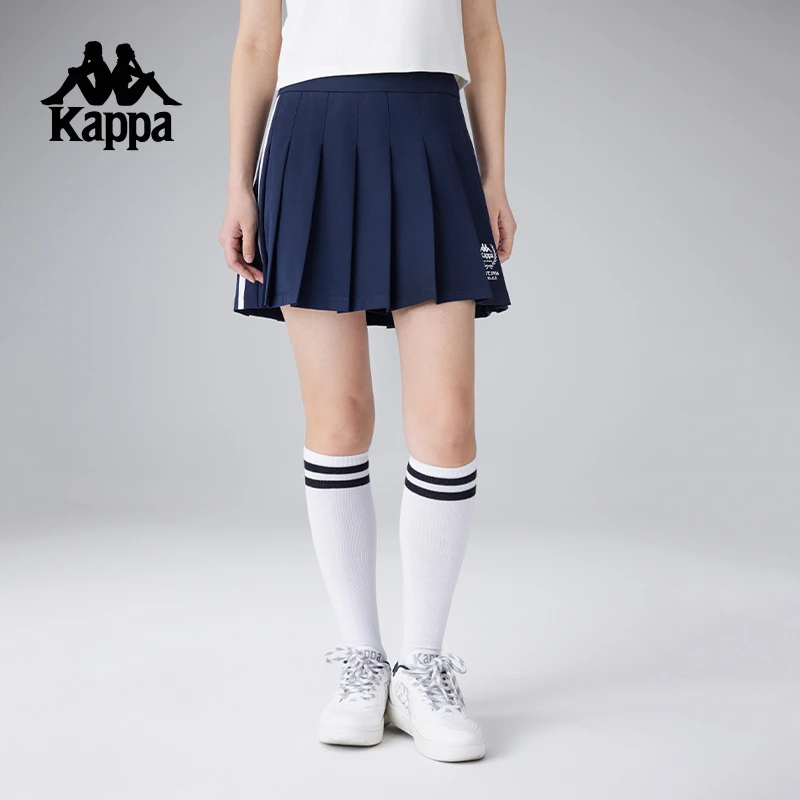 kappa卡帕背靠背夏季新款复古运动裙子半身裙女百褶裙跑步短裙
