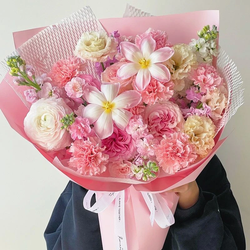 【郁见女神】女神节妇女节礼物鲜花2朵郁金香7枝粉康乃馨粉玫瑰混搭花束送女友妈妈花店鲜花配送
