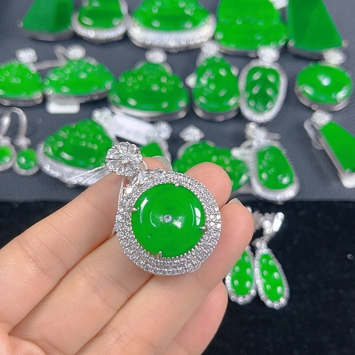 翡翠银S925镶嵌吊坠(不含链)