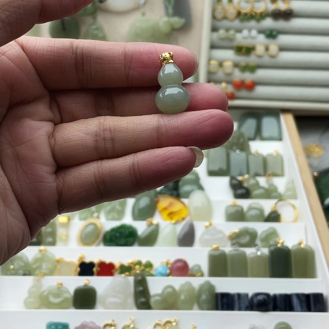 和田玉银S925镶嵌吊坠(不含链)