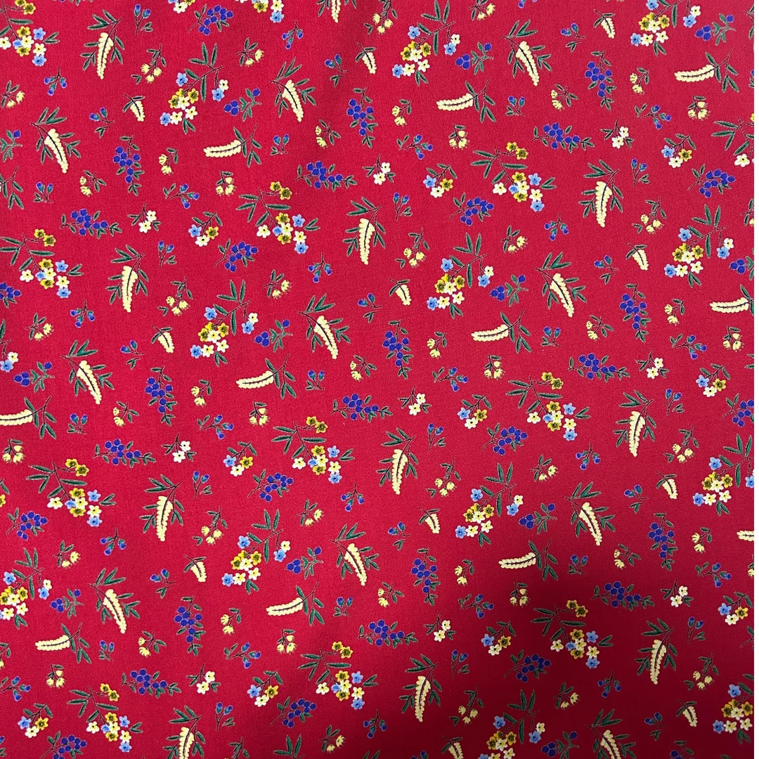 （红底小花）彩雕布料，柔软透气丝滑亲肤，连衣裙旗袍
