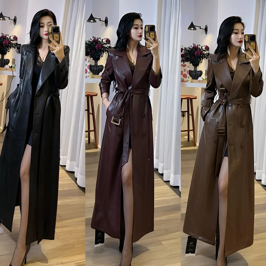 师小姐定制～秋冬欧美风皮衣加长款复古大牌皮衣6768（不加绒）