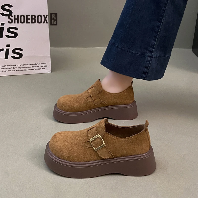 SHOEBOX鞋柜2025秋季款网红爆款厚底勃肯鞋女复古一脚蹬懒人单鞋