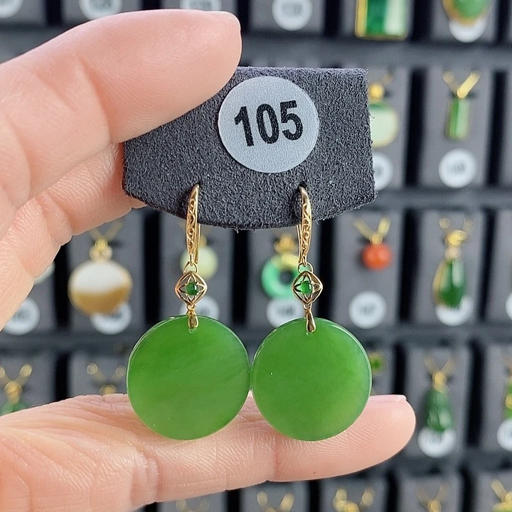 和田玉耳饰18K金镶嵌