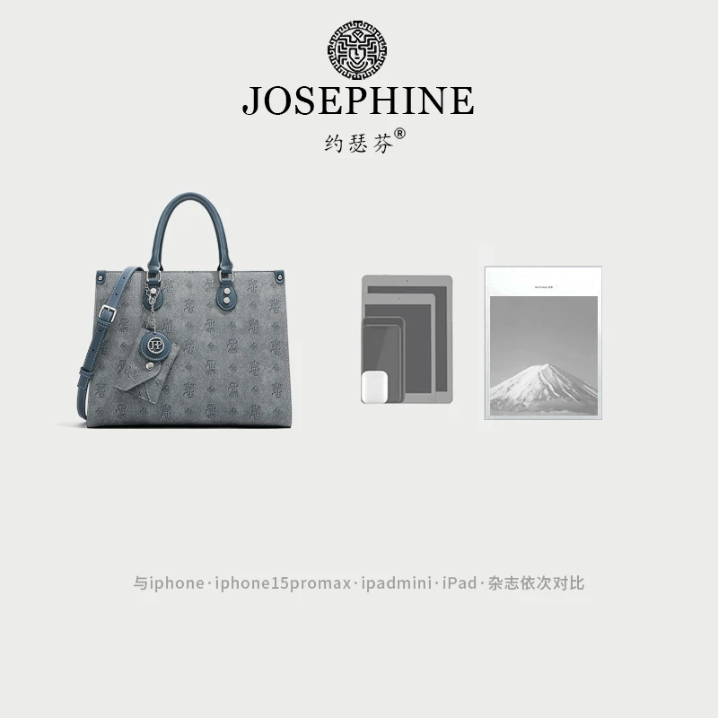 时尚时尚百搭牛仔轻奢蓝色印花单肩手提包5226