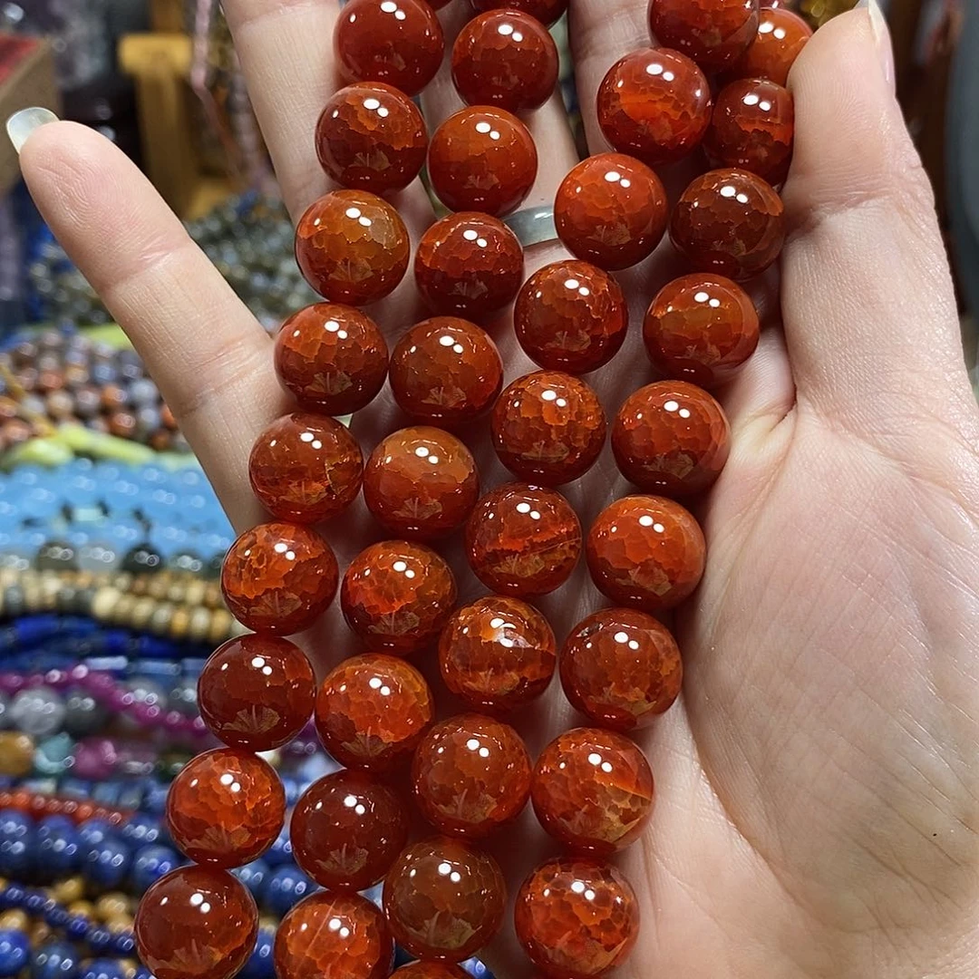 玛瑙/玉髓未镶嵌珠宝半成品龙鳞玛瑙 一条卡14mm