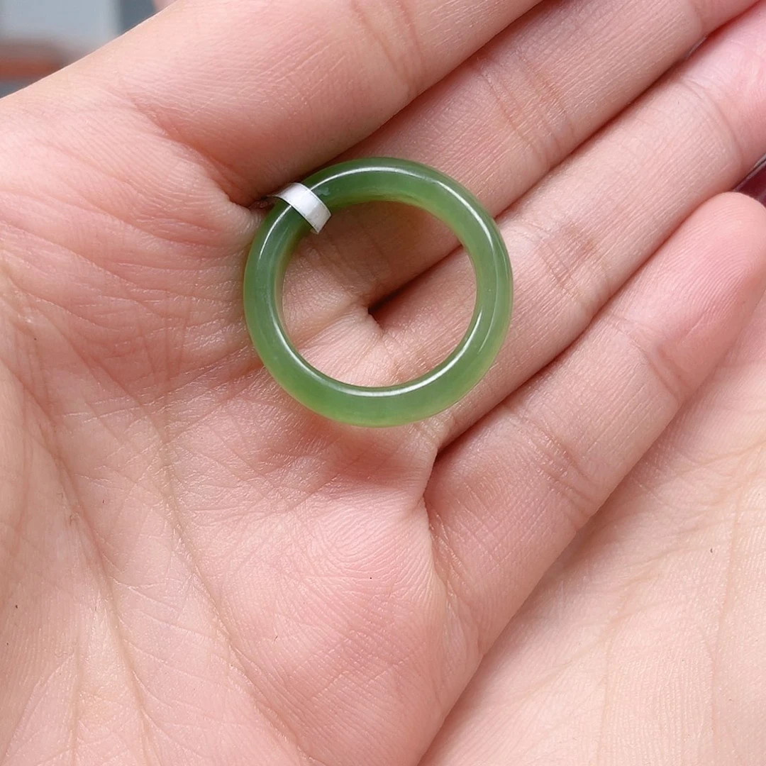 和田玉（碧玉）戒指未镶嵌小*碧玉指环15