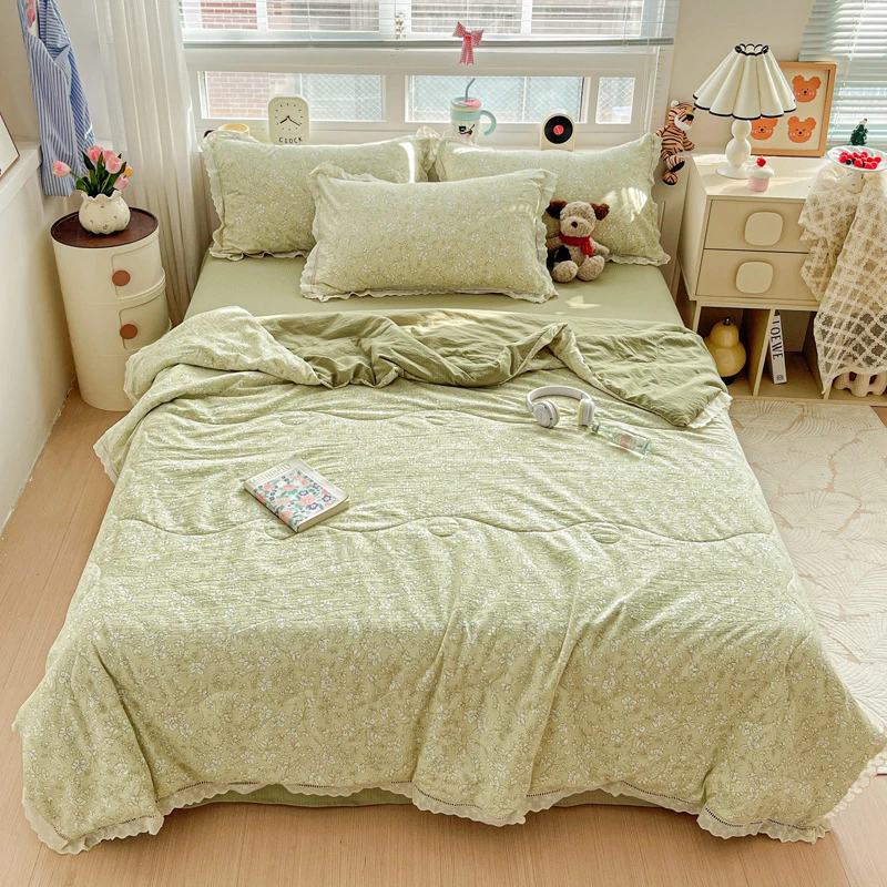 【晴美】木棉皱皱双层纱夏被四件套-春晓