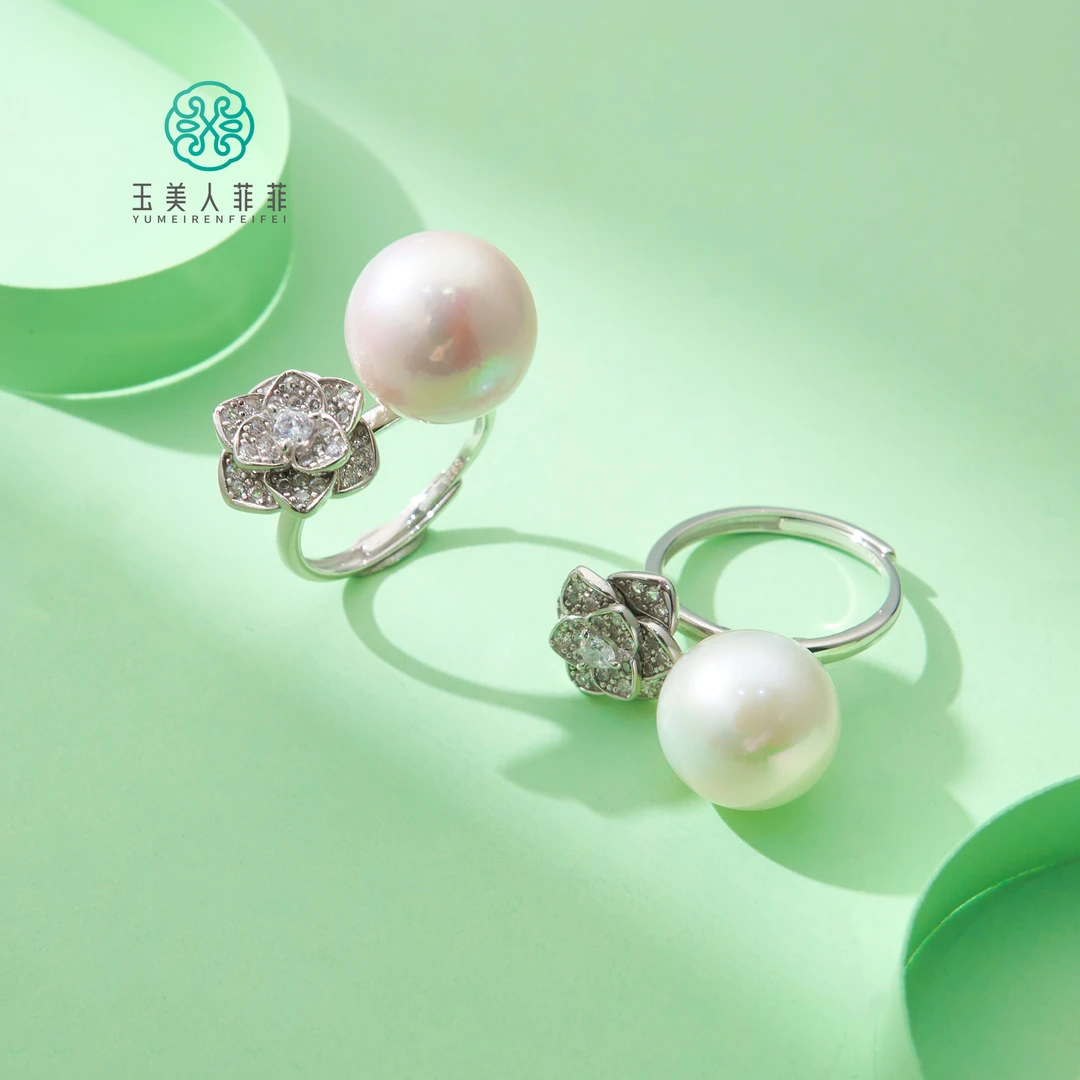 菲菲珠宝好-S925珍珠戒指约13mm/可调节/多样性发一