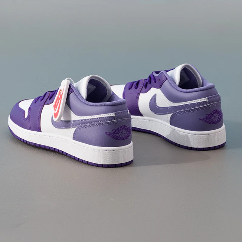 耐克/Nike正品 Air Jordan 1 Low新款白紫女鞋百搭情侣运动篮球鞋