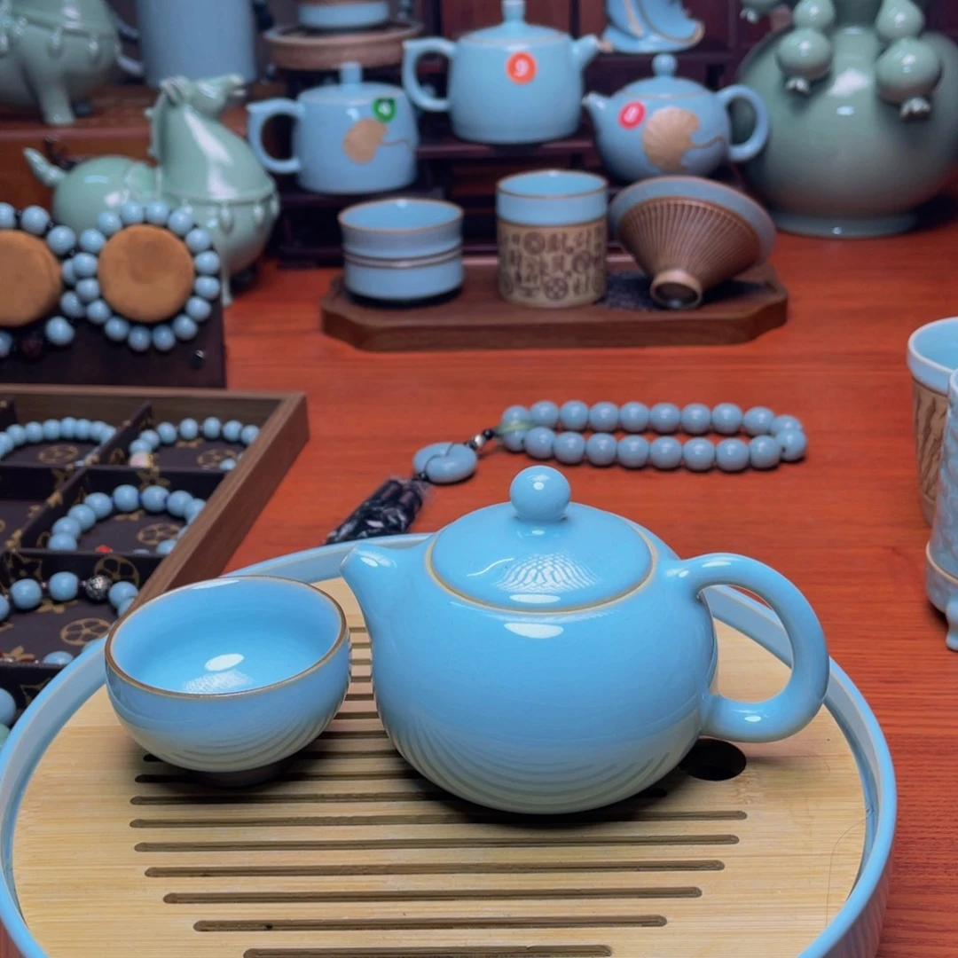 【闪购商品】摆件陶汝州单壶，壶，杯，原产地，珠