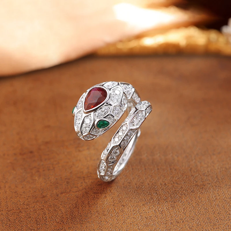 GEMONLY｜18K金天然红宝石戒指1.01ct无烧鸽血红绿宝戒指 灵蛇款