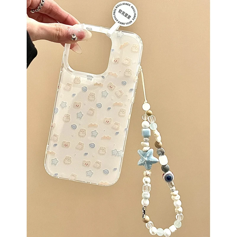 BANCA可爱小羊蓝星星手链适用苹果16/15手机壳华为vivo小米14oppo