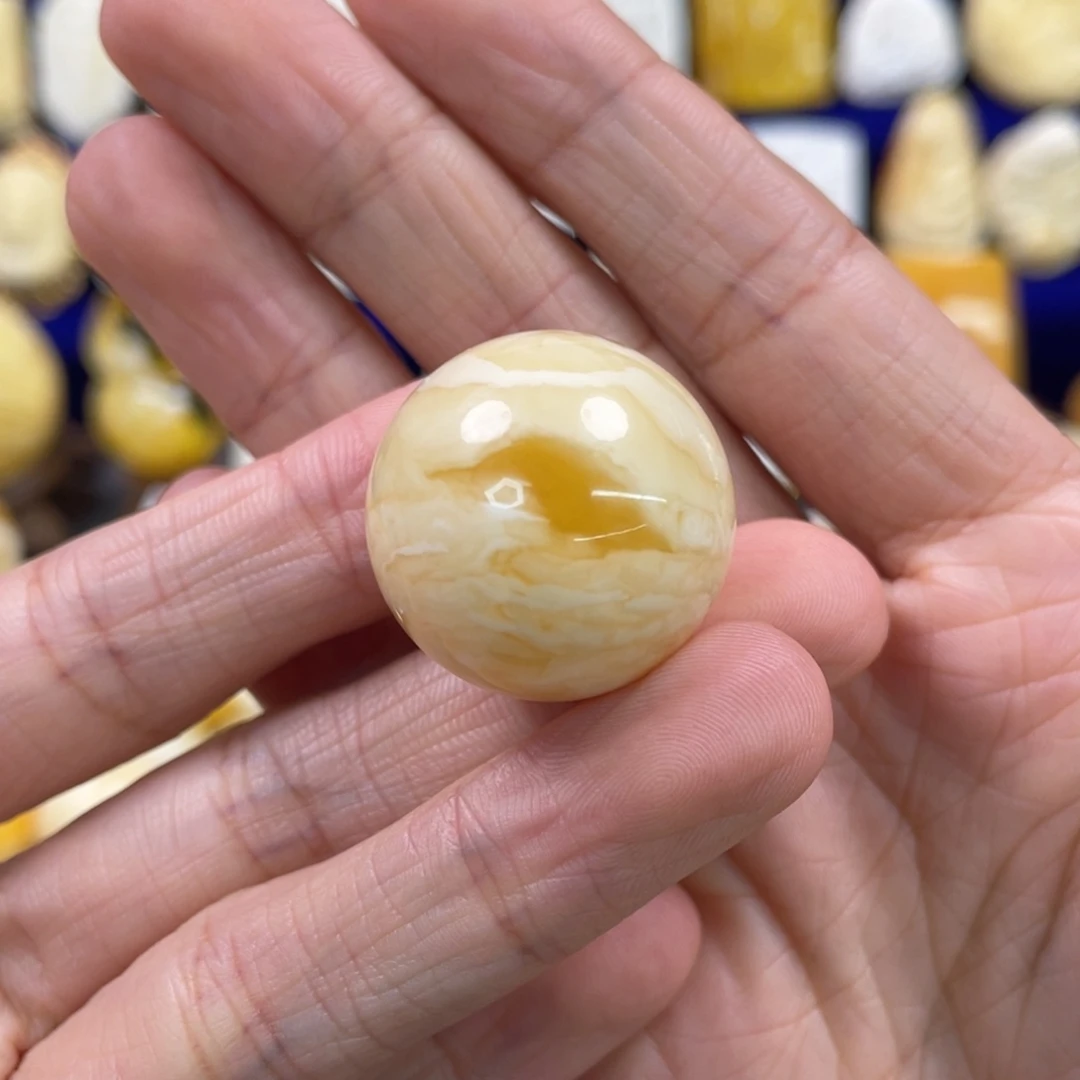 蜜蜡裸石未镶嵌琥珀蜜蜡珠子卡23.7mm