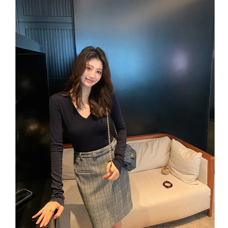 【ALONE SAVOR】龍喜儿裸感面膜Tee秋季新款莫代尔打底T恤J783