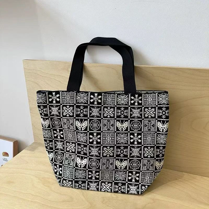 （黑白小格包）时尚日常休闲单肩包35*45*16