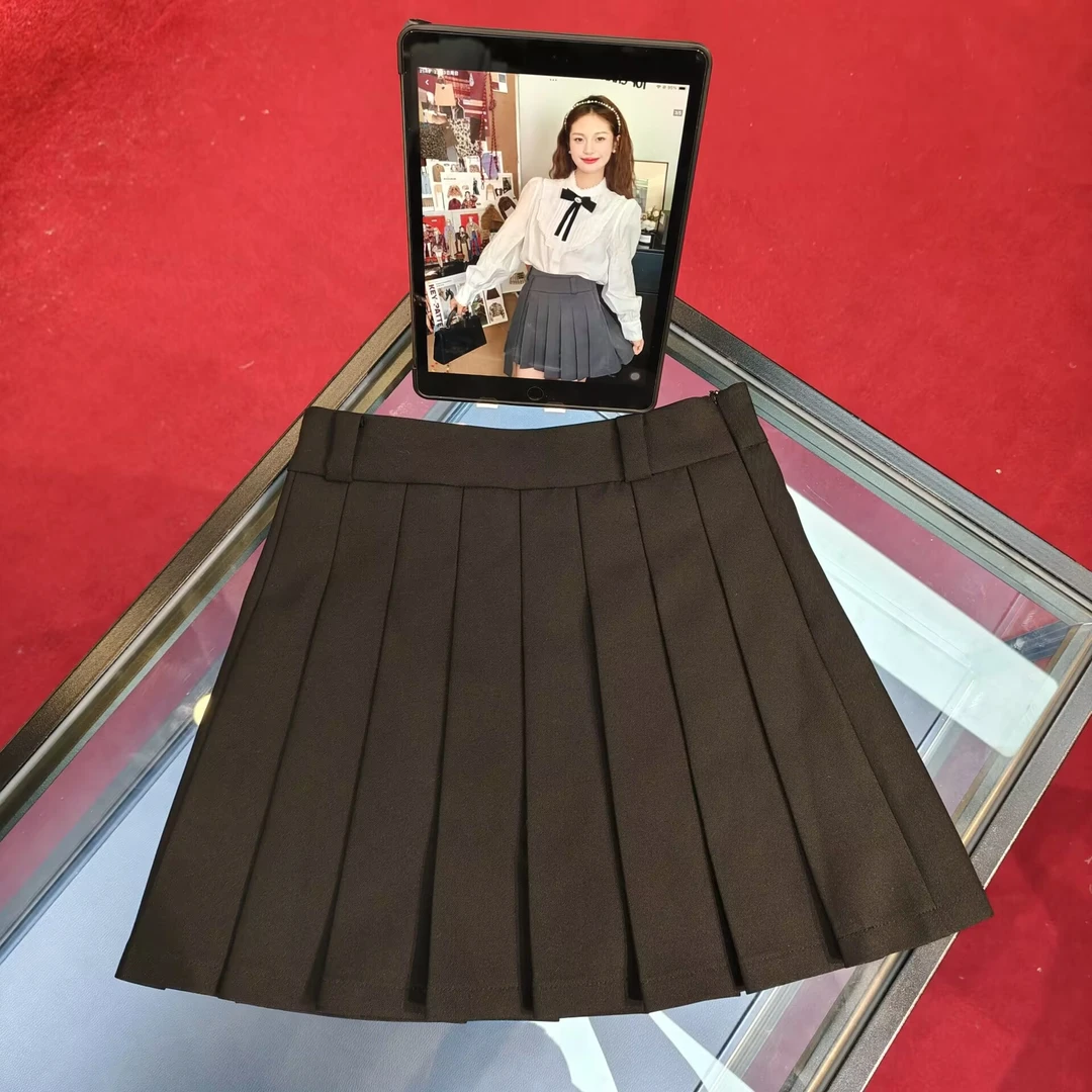4633 高腰显瘦百褶裙短裙遮肚百搭半身裙