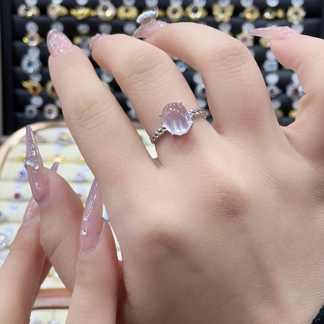 芙蓉石戒指银S925镶嵌