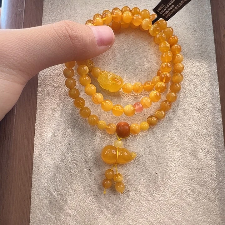 蜜蜡未镶嵌手链6.7mm蜜蜡手串