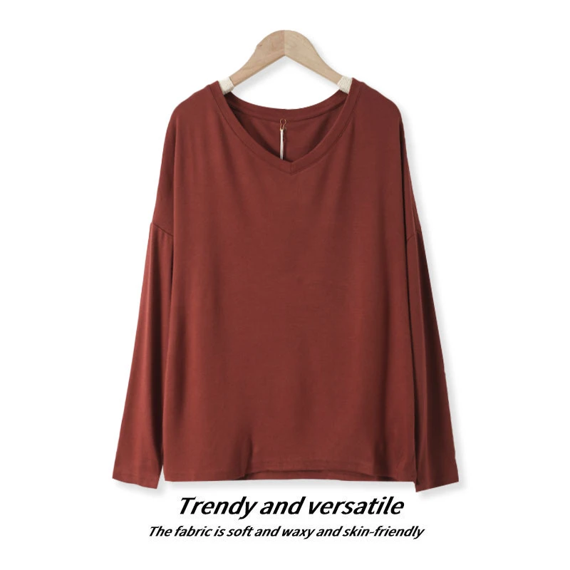 秋冬款女士保暖秋衣柔软舒适内搭V领套头上衣00024亲肤透气