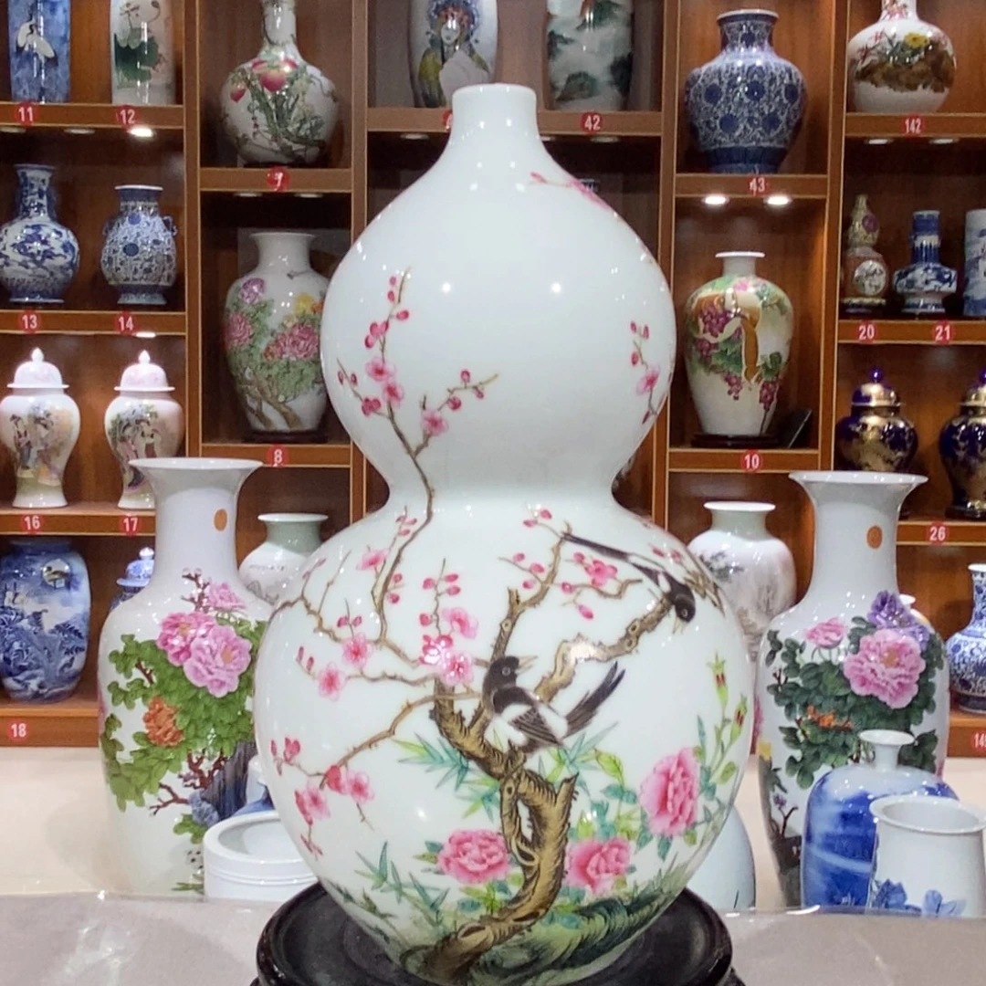 陶摆件珐琅彩，纯手工制作