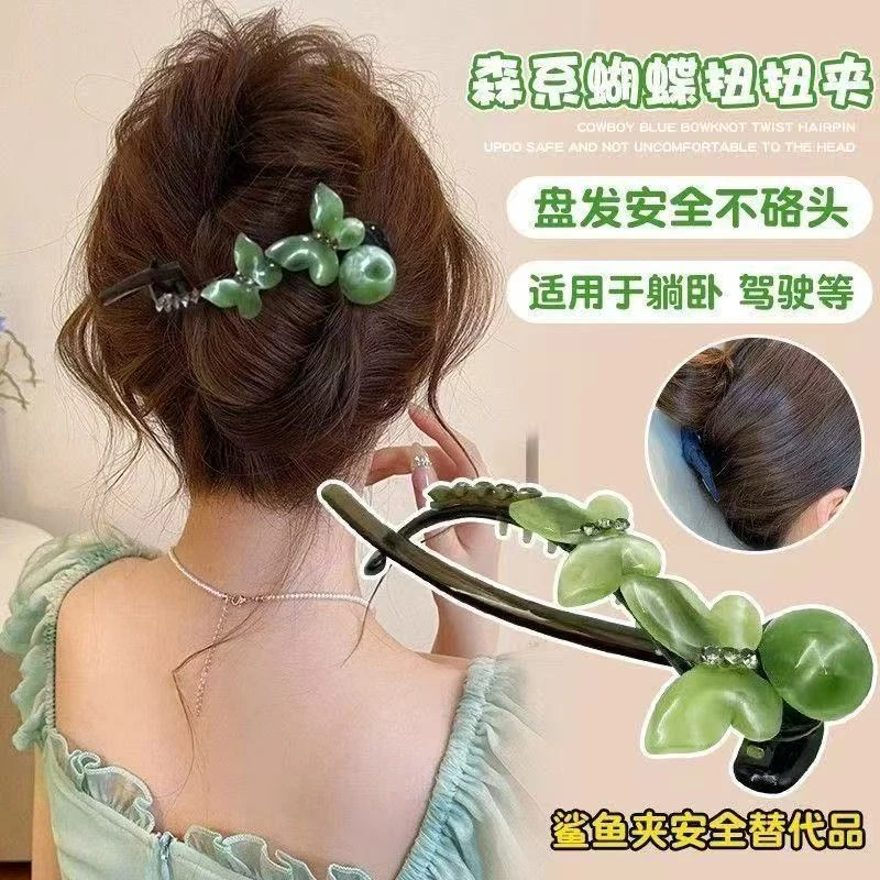 蝴蝶结扭扭夹时尚百搭气质一字发夹女后脑勺扭扭夹